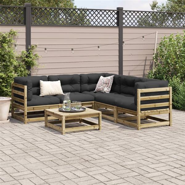 Grote foto vidaxl 6 delige loungeset met kussens ge mpregneerd grenenhout tuin en terras tuinmeubelen
