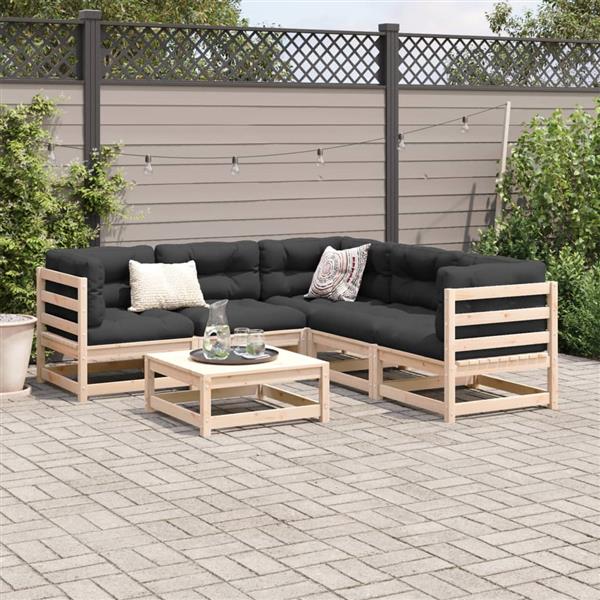 Grote foto vidaxl 6 delige loungeset met kussens massief grenenhout tuin en terras tuinmeubelen