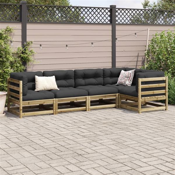 Grote foto vidaxl 5 delige loungeset met kussens ge mpregneerd grenenhout tuin en terras tuinmeubelen