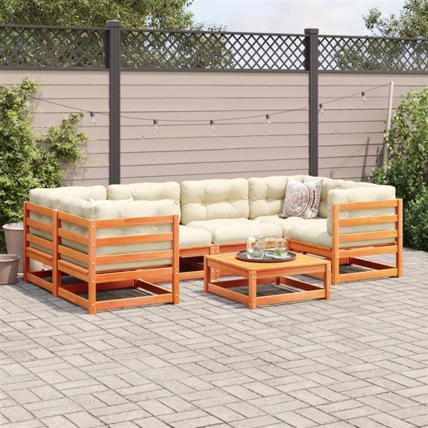 Grote foto vidaxl 7 delige loungeset massief grenenhout wasbruin tuin en terras tuinmeubelen