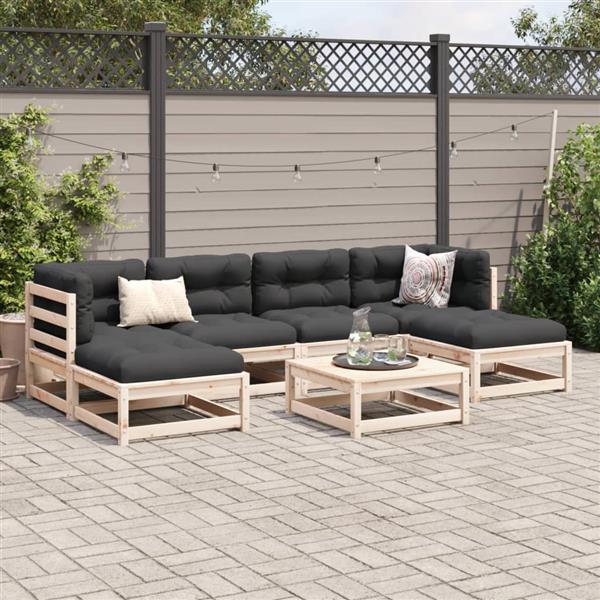 Grote foto vidaxl 7 delige loungeset met kussens massief grenenhout tuin en terras tuinmeubelen