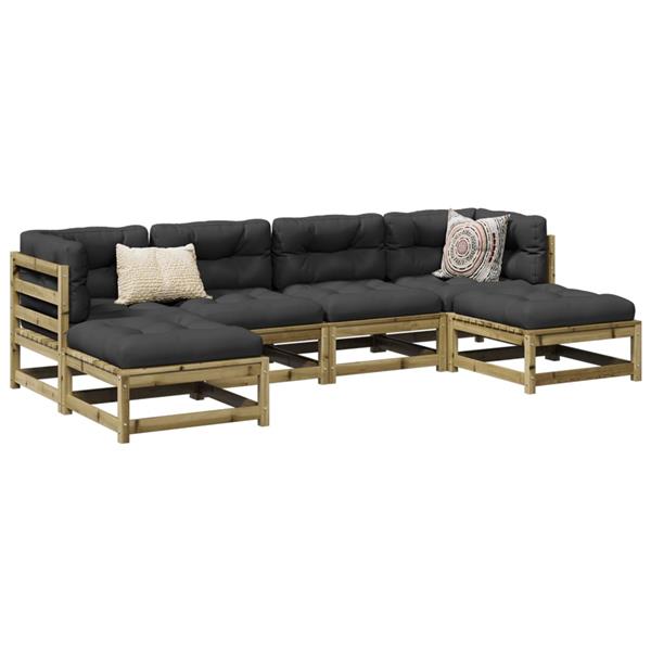 Grote foto vidaxl 6 delige loungeset met kussens ge mpregneerd grenenhout tuin en terras tuinmeubelen