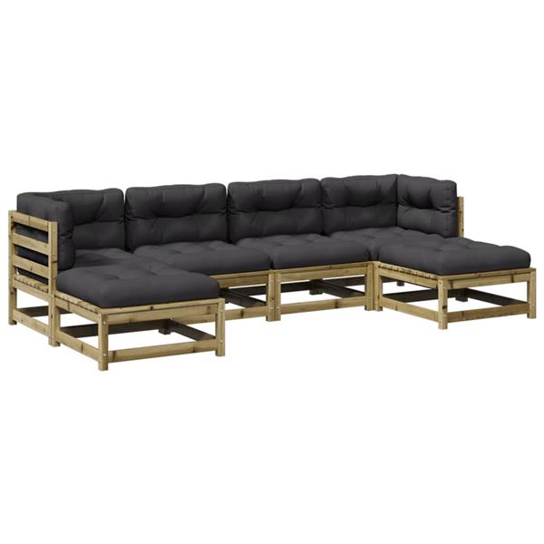 Grote foto vidaxl 6 delige loungeset met kussens ge mpregneerd grenenhout tuin en terras tuinmeubelen