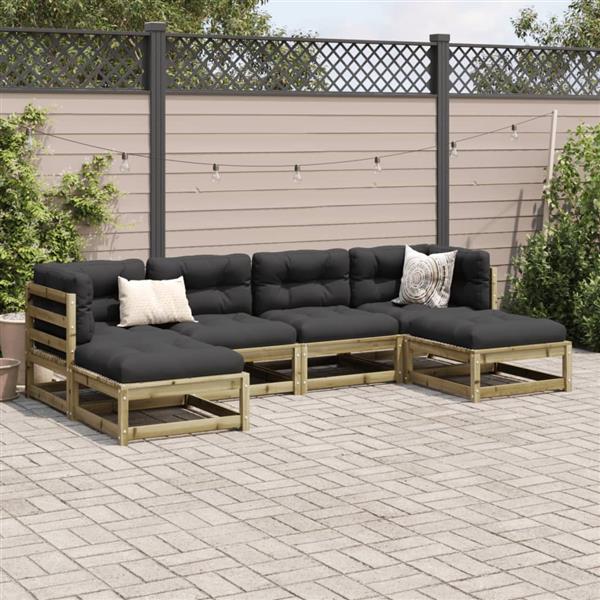 Grote foto vidaxl 6 delige loungeset met kussens ge mpregneerd grenenhout tuin en terras tuinmeubelen