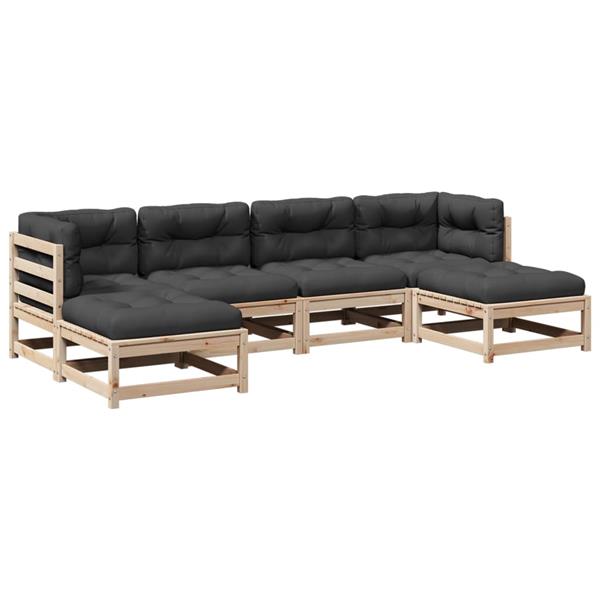 Grote foto vidaxl 6 delige loungeset met kussens massief grenenhout tuin en terras tuinmeubelen