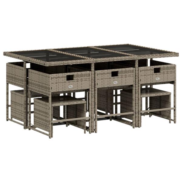 Grote foto vidaxl 11 delige tuinset met kussens poly rattan grijs tuin en terras tuinmeubelen
