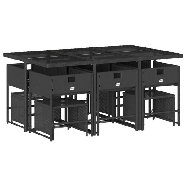Grote foto vidaxl 11 delige tuinset met kussens poly rattan zwart tuin en terras tuinmeubelen
