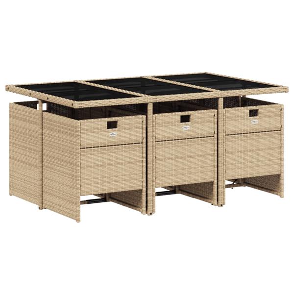 Grote foto vidaxl 7 delige tuinset met kussens poly rattan gemengd beige tuin en terras tuinmeubelen