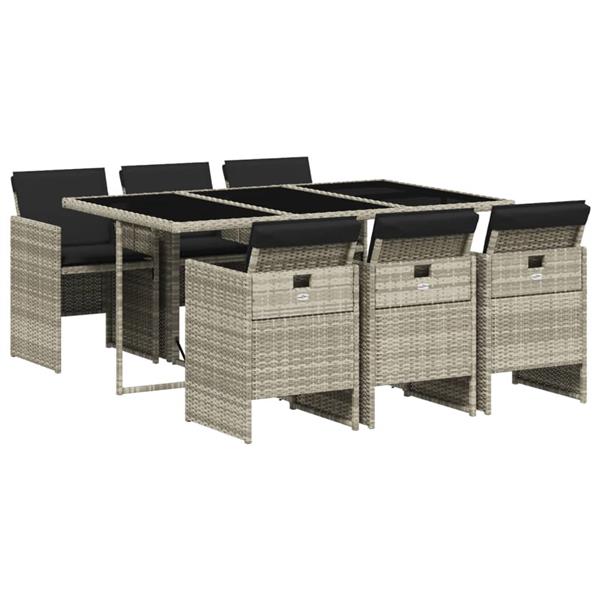 Grote foto vidaxl 7 delige tuinset met kussens poly rattan grijs tuin en terras tuinmeubelen