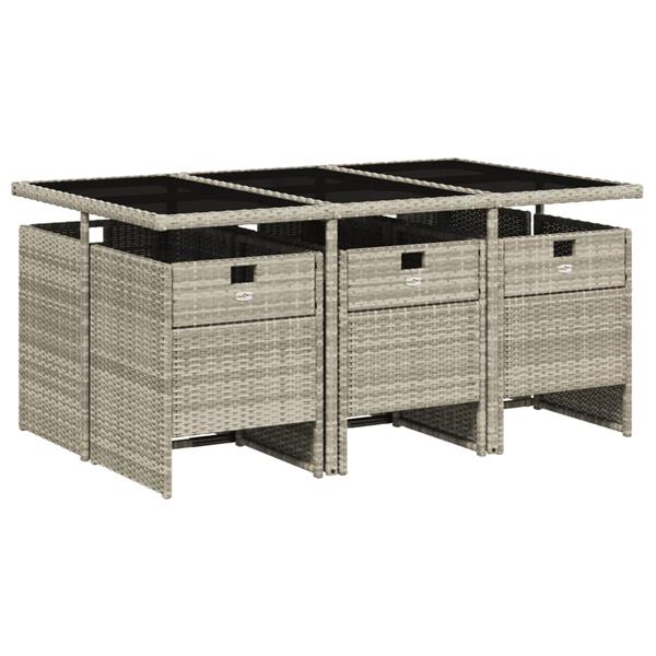 Grote foto vidaxl 7 delige tuinset met kussens poly rattan grijs tuin en terras tuinmeubelen