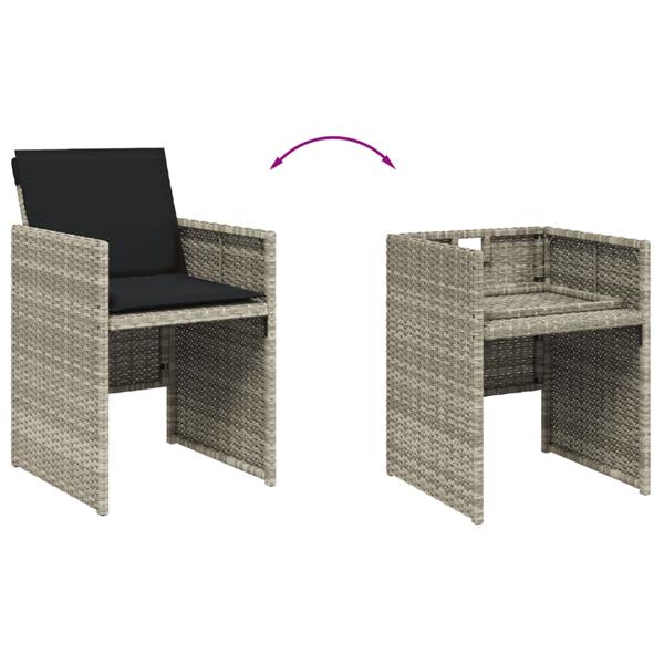 Grote foto vidaxl 7 delige tuinset met kussens poly rattan grijs tuin en terras tuinmeubelen