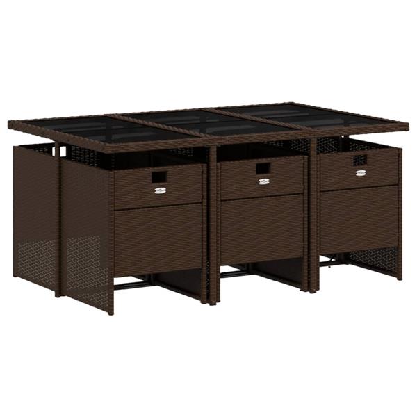 Grote foto vidaxl 7 delige tuinset met kussens poly rattan bruin tuin en terras tuinmeubelen