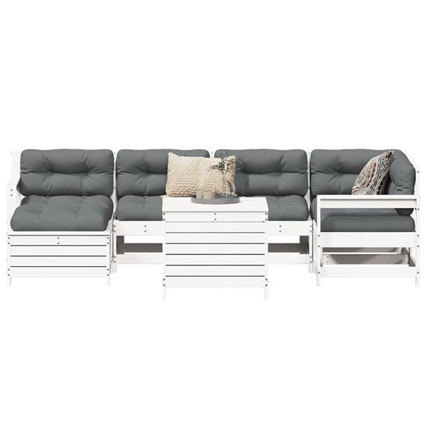 Grote foto vidaxl 7 delige loungeset massief grenenhout wit tuin en terras tuinmeubelen
