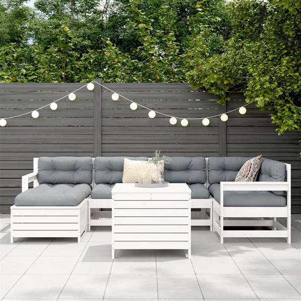 Grote foto vidaxl 7 delige loungeset massief grenenhout wit tuin en terras tuinmeubelen