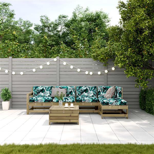 Grote foto vidaxl 6 delige loungeset met kussens ge mpregneerd grenenhout tuin en terras tuinmeubelen