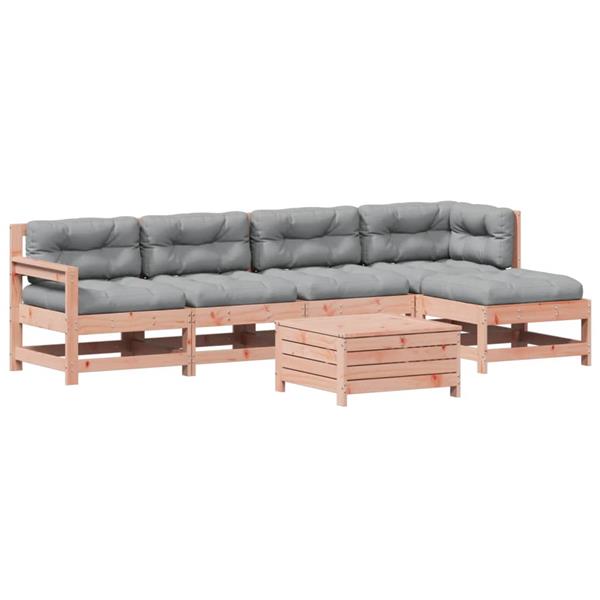 Grote foto vidaxl 6 delige loungeset met kussens massief douglashout tuin en terras tuinmeubelen