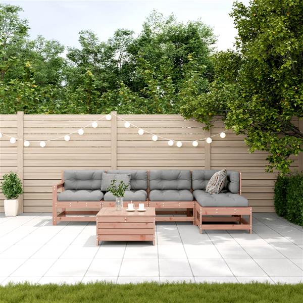 Grote foto vidaxl 6 delige loungeset met kussens massief douglashout tuin en terras tuinmeubelen