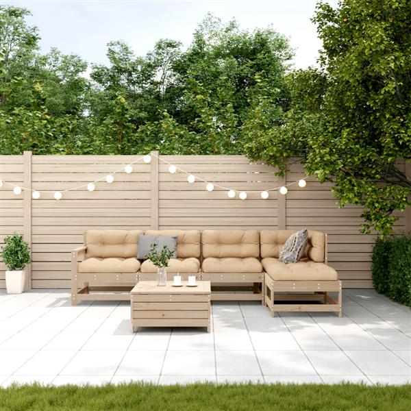 Grote foto vidaxl 6 delige loungeset met kussens massief grenenhout tuin en terras tuinmeubelen