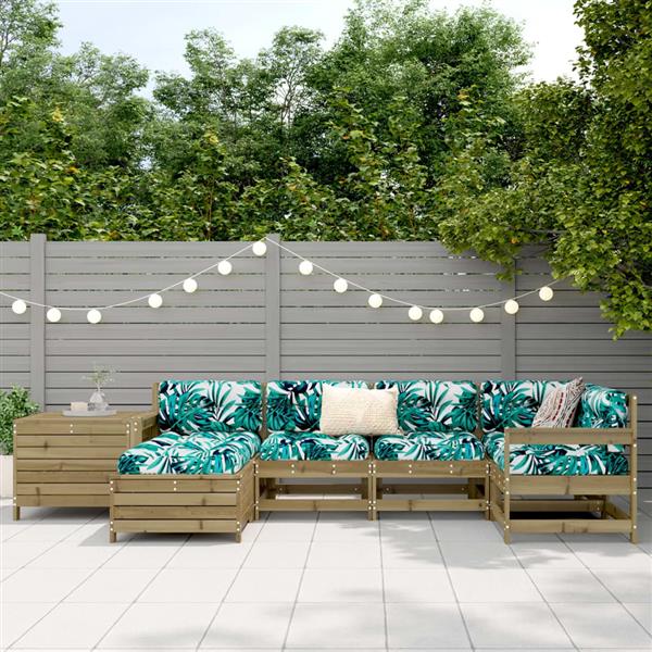 Grote foto vidaxl 7 delige loungeset ge mpregneerd grenenhout tuin en terras tuinmeubelen