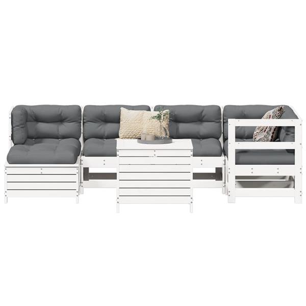 Grote foto vidaxl 7 delige loungeset massief grenenhout wit tuin en terras tuinmeubelen