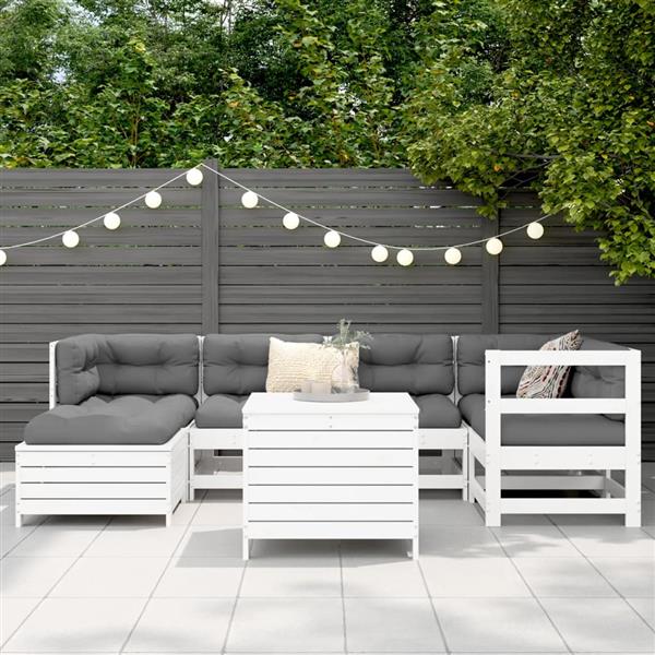 Grote foto vidaxl 7 delige loungeset massief grenenhout wit tuin en terras tuinmeubelen