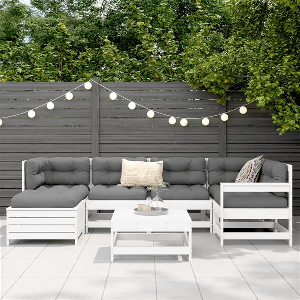 Grote foto vidaxl 7 delige loungeset massief grenenhout wit tuin en terras tuinmeubelen