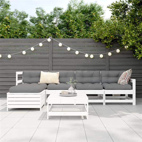 Grote foto vidaxl 6 delige loungeset massief grenenhout wit tuin en terras tuinmeubelen