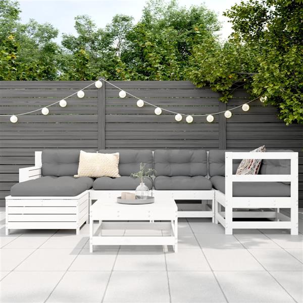 Grote foto vidaxl 7 delige loungeset massief grenenhout wit tuin en terras tuinmeubelen