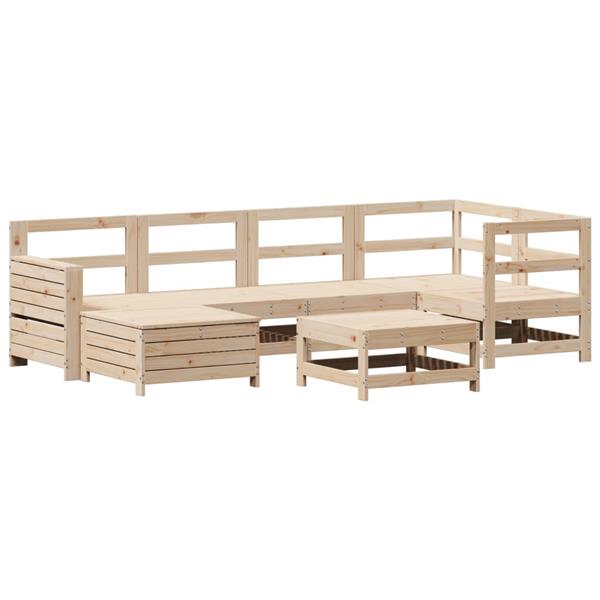 Grote foto vidaxl 7 delige loungeset massief grenenhout tuin en terras tuinmeubelen