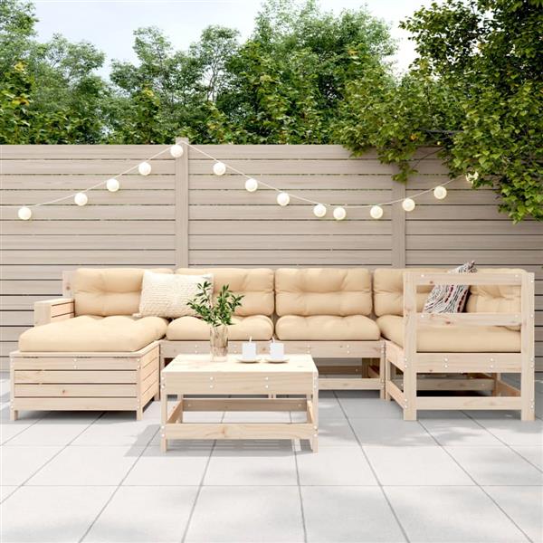 Grote foto vidaxl 7 delige loungeset massief grenenhout tuin en terras tuinmeubelen