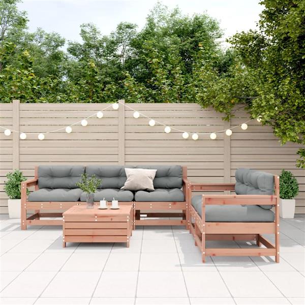 Grote foto vidaxl 6 delige loungeset met kussens massief douglashout tuin en terras tuinmeubelen