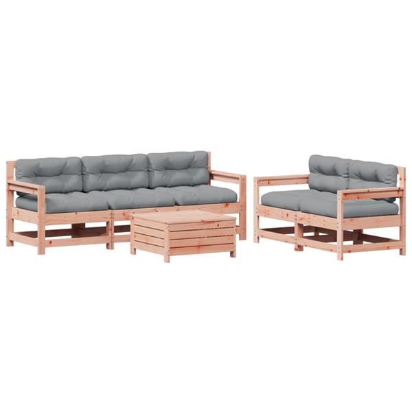 Grote foto vidaxl 6 delige loungeset met kussens massief douglashout tuin en terras tuinmeubelen