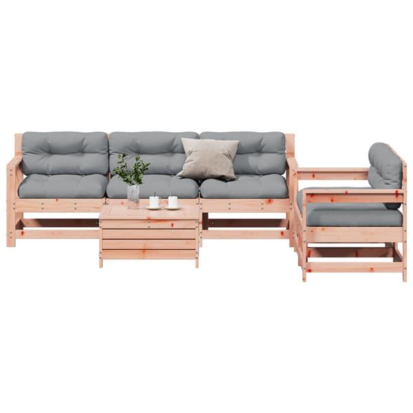 Grote foto vidaxl 6 delige loungeset met kussens massief douglashout tuin en terras tuinmeubelen