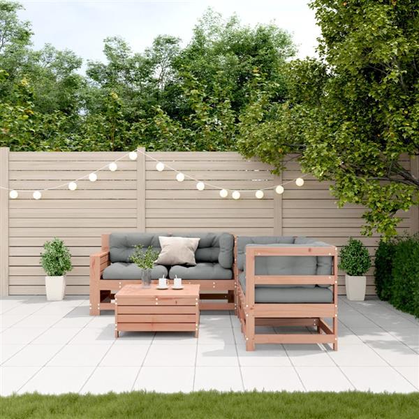Grote foto vidaxl 5 delige loungeset met kussens massief douglashout tuin en terras tuinmeubelen