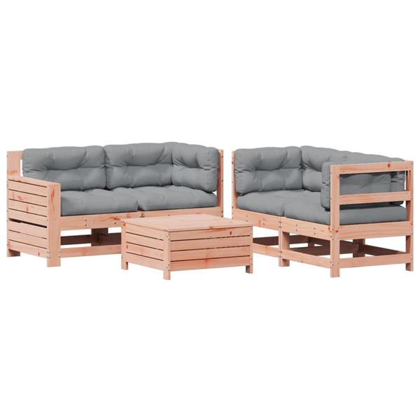 Grote foto vidaxl 5 delige loungeset met kussens massief douglashout tuin en terras tuinmeubelen