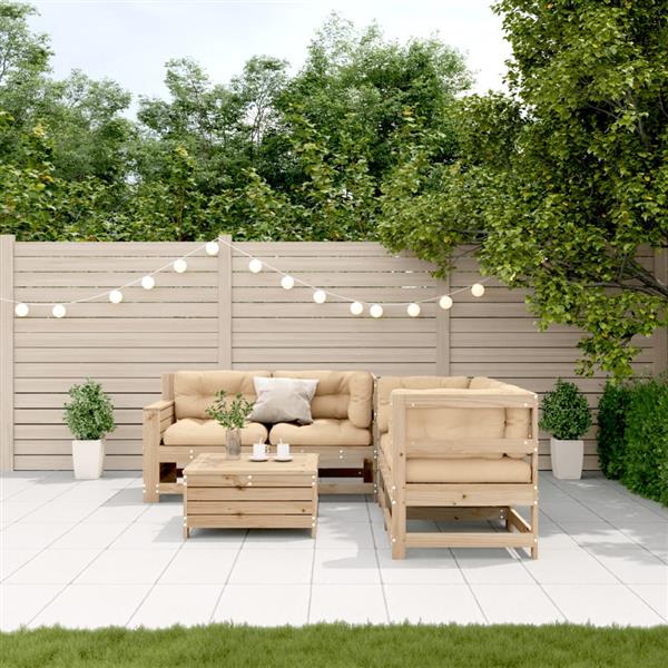 Grote foto vidaxl 5 delige loungeset met kussens massief grenenhout tuin en terras tuinmeubelen