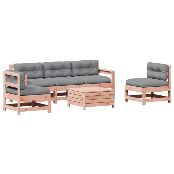 Grote foto vidaxl 6 delige loungeset met kussens massief douglashout tuin en terras tuinmeubelen