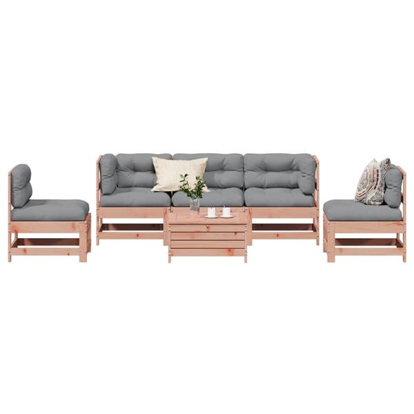 Grote foto vidaxl 6 delige loungeset met kussens massief douglashout tuin en terras tuinmeubelen