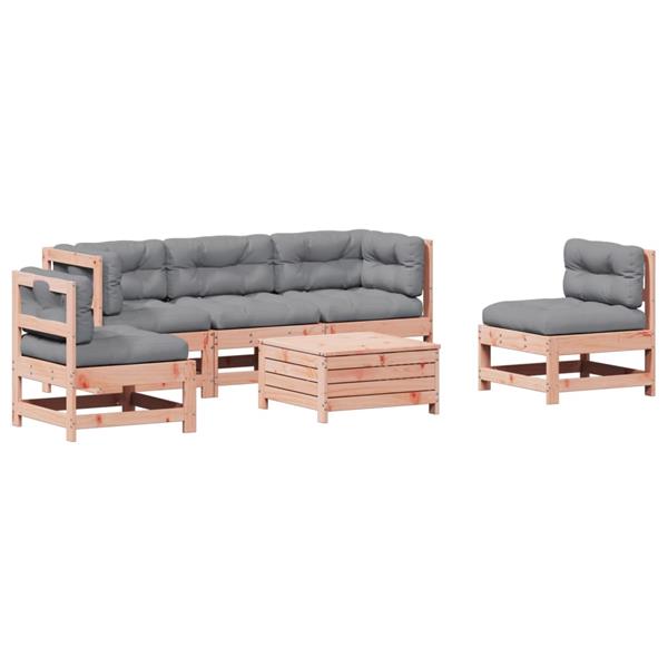 Grote foto vidaxl 6 delige loungeset met kussens massief douglashout tuin en terras tuinmeubelen