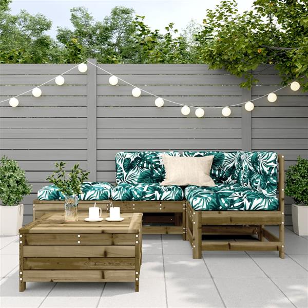 Grote foto vidaxl 5 delige loungeset met kussens ge mpregneerd grenenhout tuin en terras tuinmeubelen