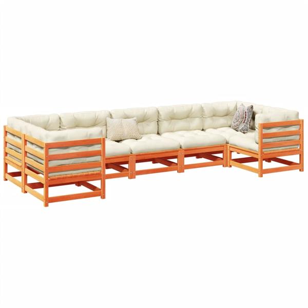 Grote foto vidaxl 7 delige loungeset massief grenenhout wasbruin tuin en terras tuinmeubelen