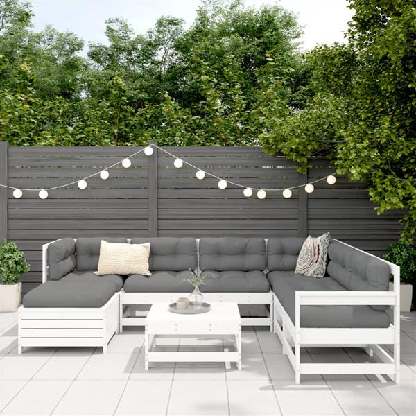 Grote foto vidaxl 8 delige loungeset massief grenenhout wit tuin en terras tuinmeubelen