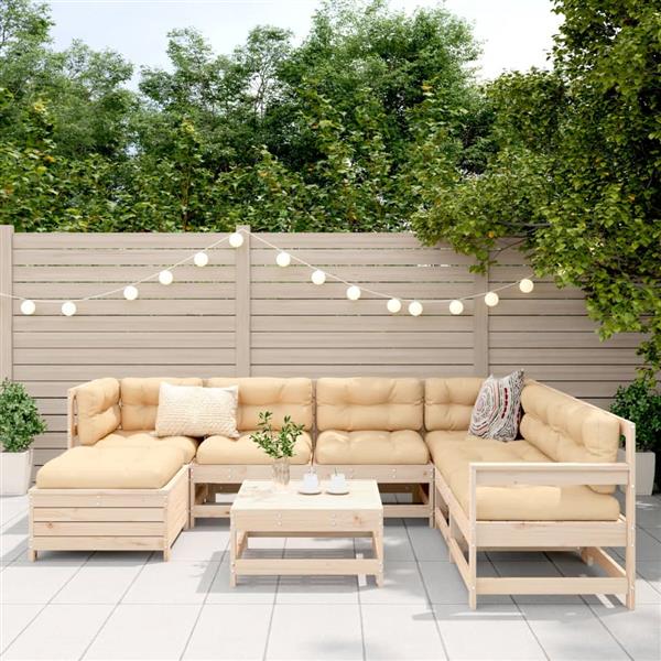 Grote foto vidaxl 8 delige loungeset massief grenenhout tuin en terras tuinmeubelen