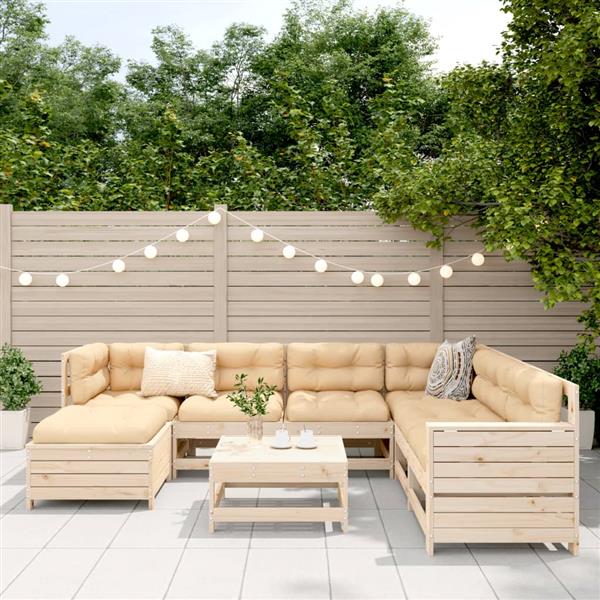 Grote foto vidaxl 8 delige loungeset massief grenenhout tuin en terras tuinmeubelen