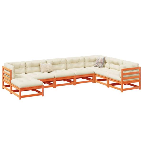 Grote foto vidaxl 8 delige loungeset massief grenenhout wasbruin tuin en terras tuinmeubelen