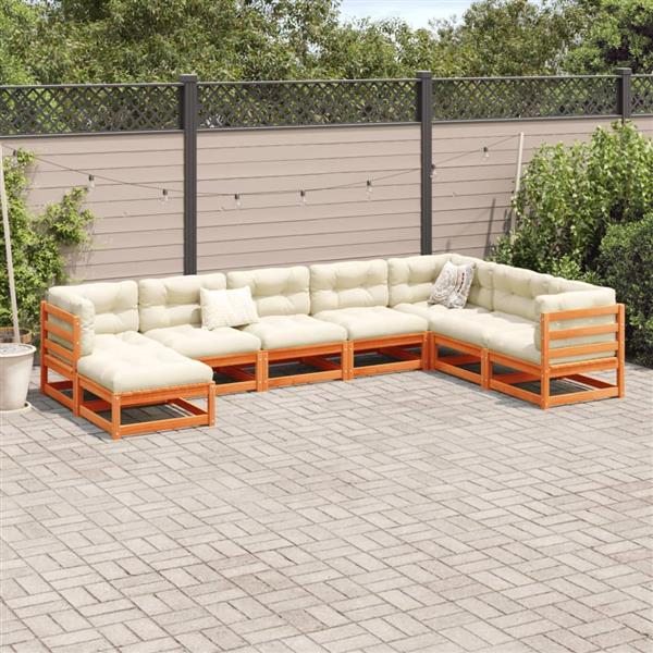 Grote foto vidaxl 8 delige loungeset massief grenenhout wasbruin tuin en terras tuinmeubelen