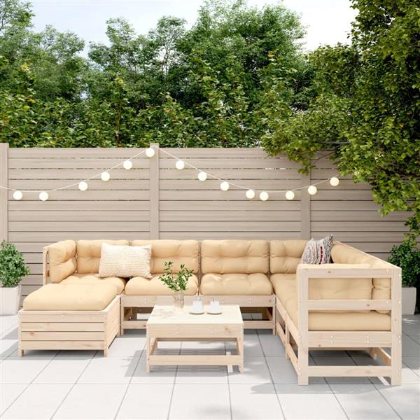 Grote foto vidaxl 8 delige loungeset massief grenenhout tuin en terras tuinmeubelen