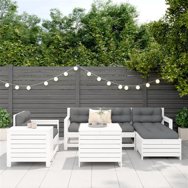 Grote foto vidaxl 7 delige loungeset massief grenenhout wit tuin en terras tuinmeubelen