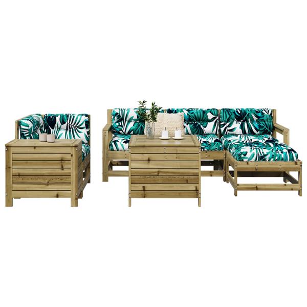 Grote foto vidaxl 7 delige loungeset ge mpregneerd grenenhout tuin en terras tuinmeubelen