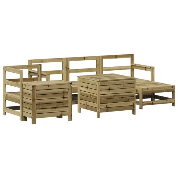 Grote foto vidaxl 7 delige loungeset ge mpregneerd grenenhout tuin en terras tuinmeubelen